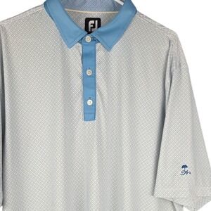 FootJoy Men's XL Golf Polo Shirt Blue White Pattern Performance Short Sleeve